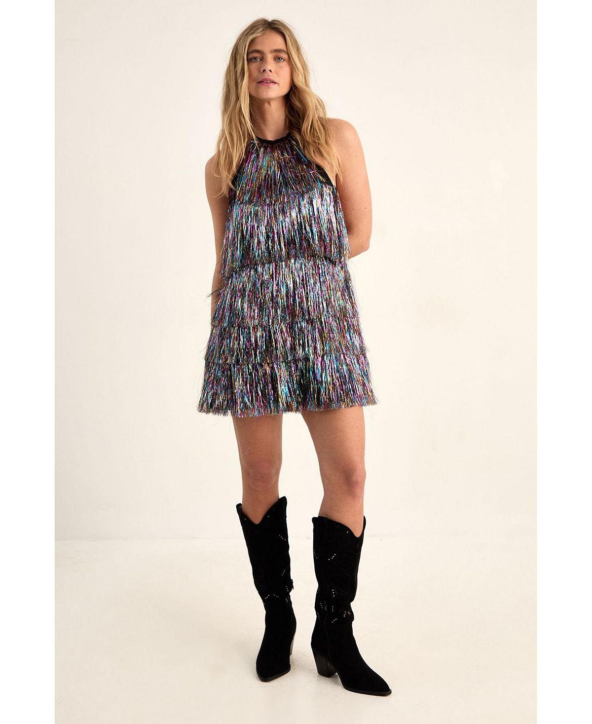 Nasty Gal Women's Tinsel Halter Neck Tiered Mini Dress view 2 — MAYCSS fashion products
