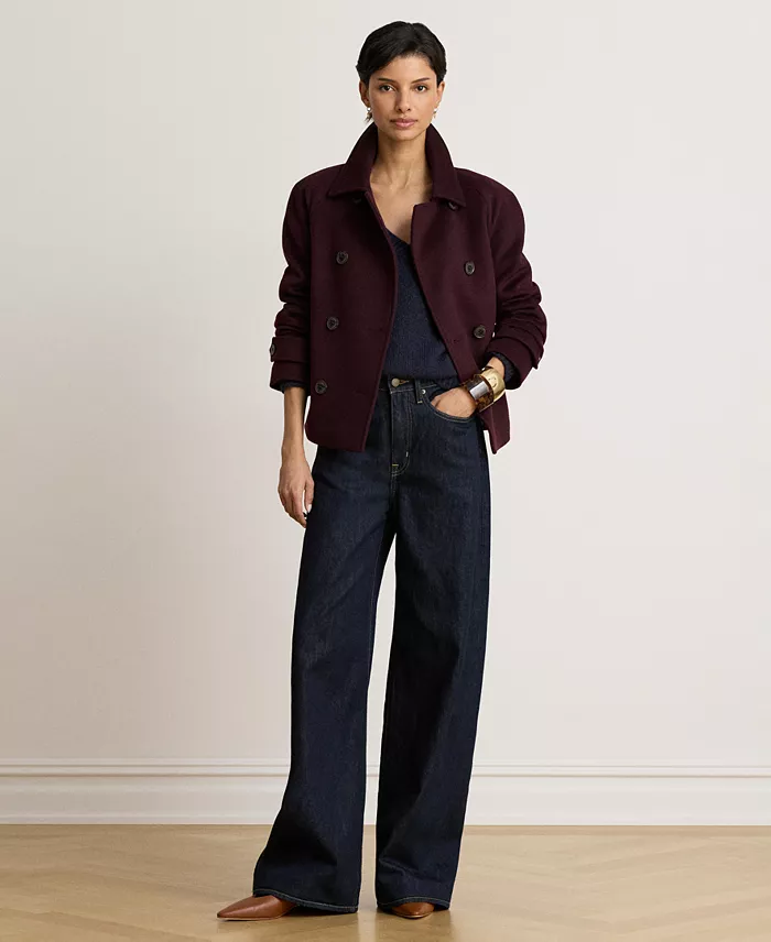 Women's Short Double Breasted Wool Coat - thumbnail 7