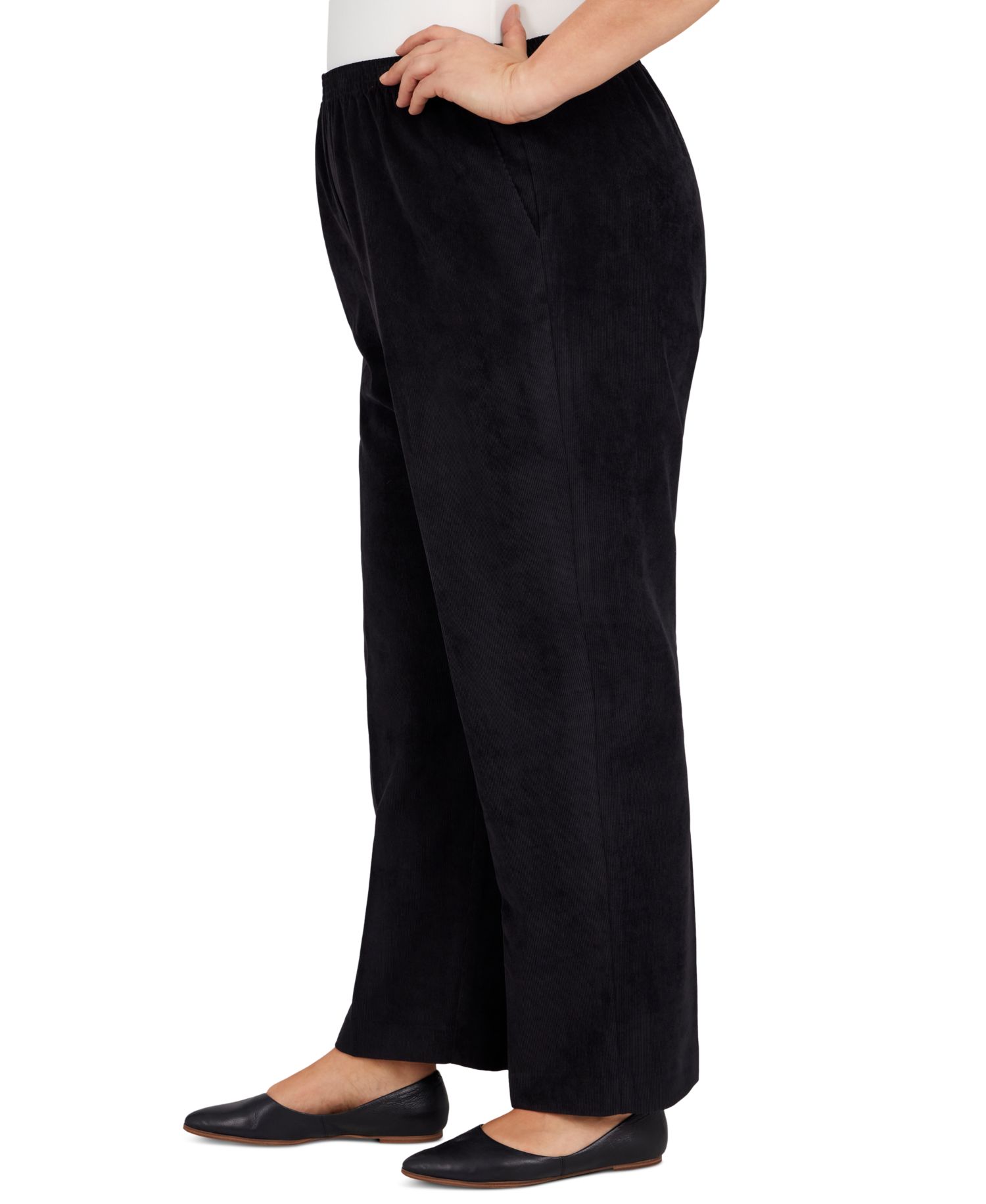 Plus Size Corduroy Elastic Waistband Pants