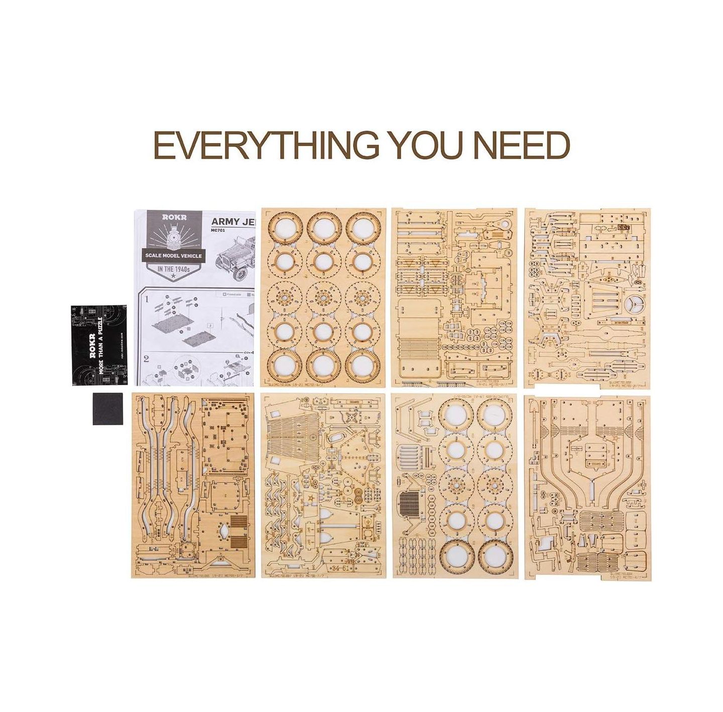 Детский конструктор Robotime Mechanical Vehicle 3D Wooden Puzzle 369-Piece Building Set, Ages 14+, цвет: Бежевый — фото 3