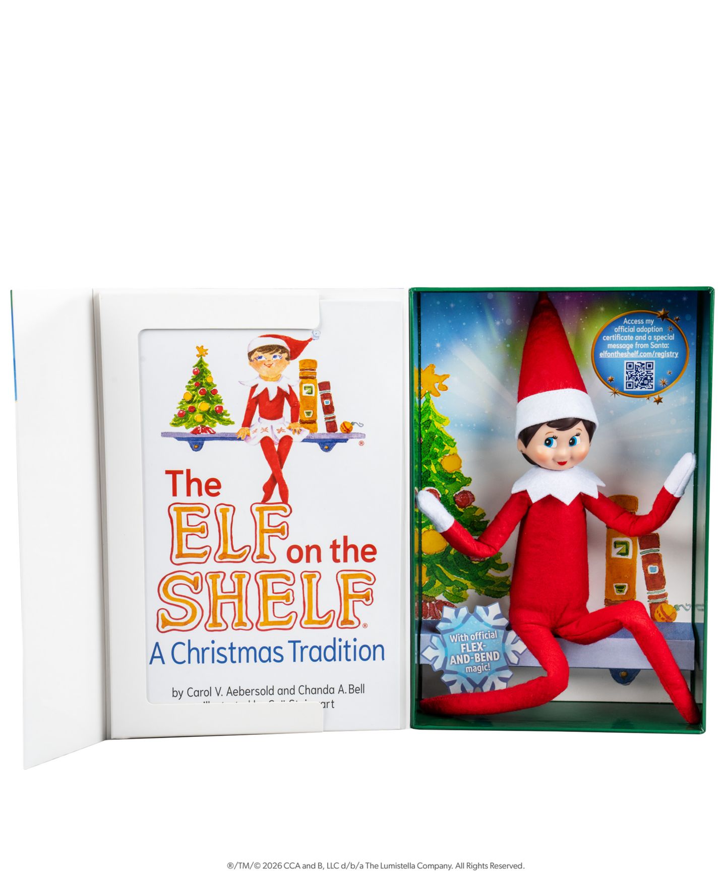 Детские фигурки Elf on the Shelf Girl Scout Elf 4-Piece Poseable Collectible Doll, Figure, Storybook and Keepsake Box, Ages 3+ — фото 3