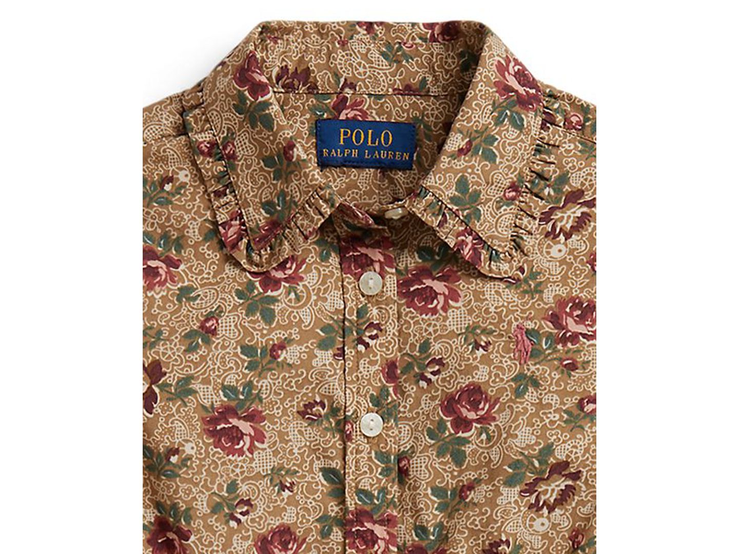 Детское платье-рубашка Polo Ralph Lauren из цветочного хлопкового поплина, 2T-6X, цвет: Розовый — фото 6