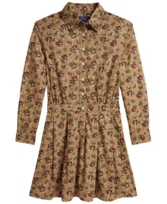 Girls' 7-16 Floral Cotton Poplin Shirt Dress