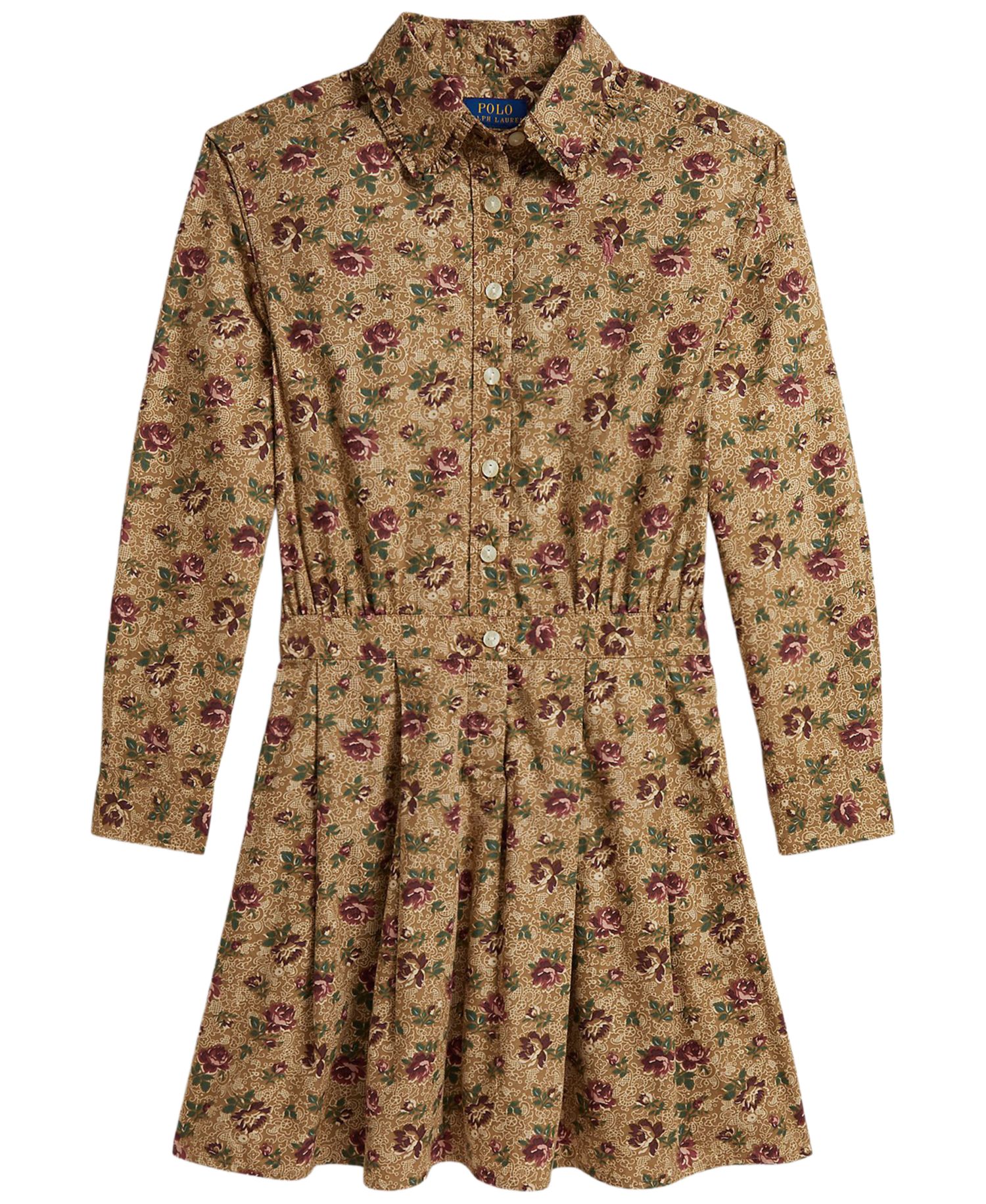 Girls' 7-16 Floral Cotton Poplin Shirt Dress