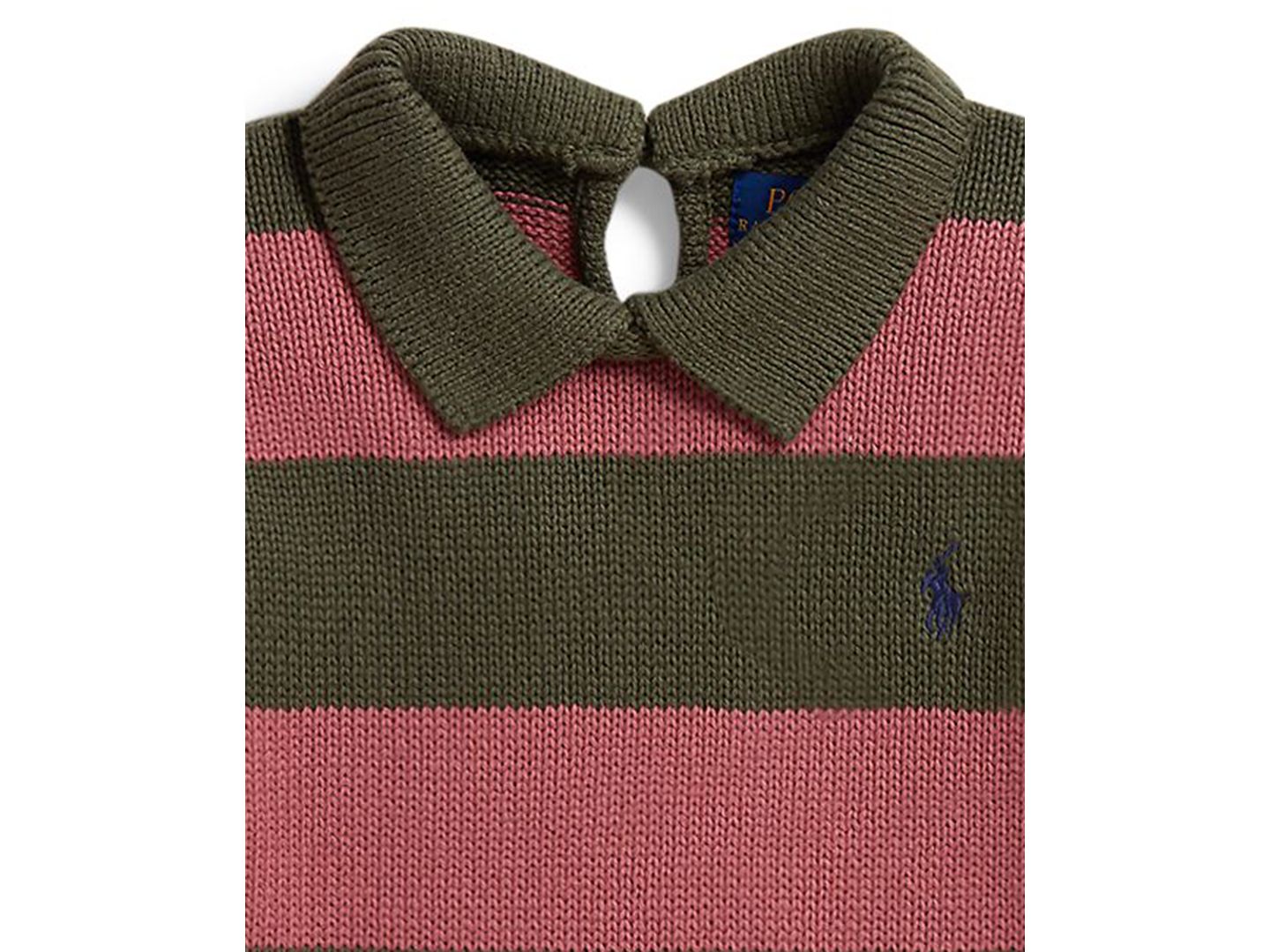 Свитер Polo Ralph Lauren Striped Long-Sleeve Polo Sweater для девочек, цвет: Оливковый разноцветный — фото 3