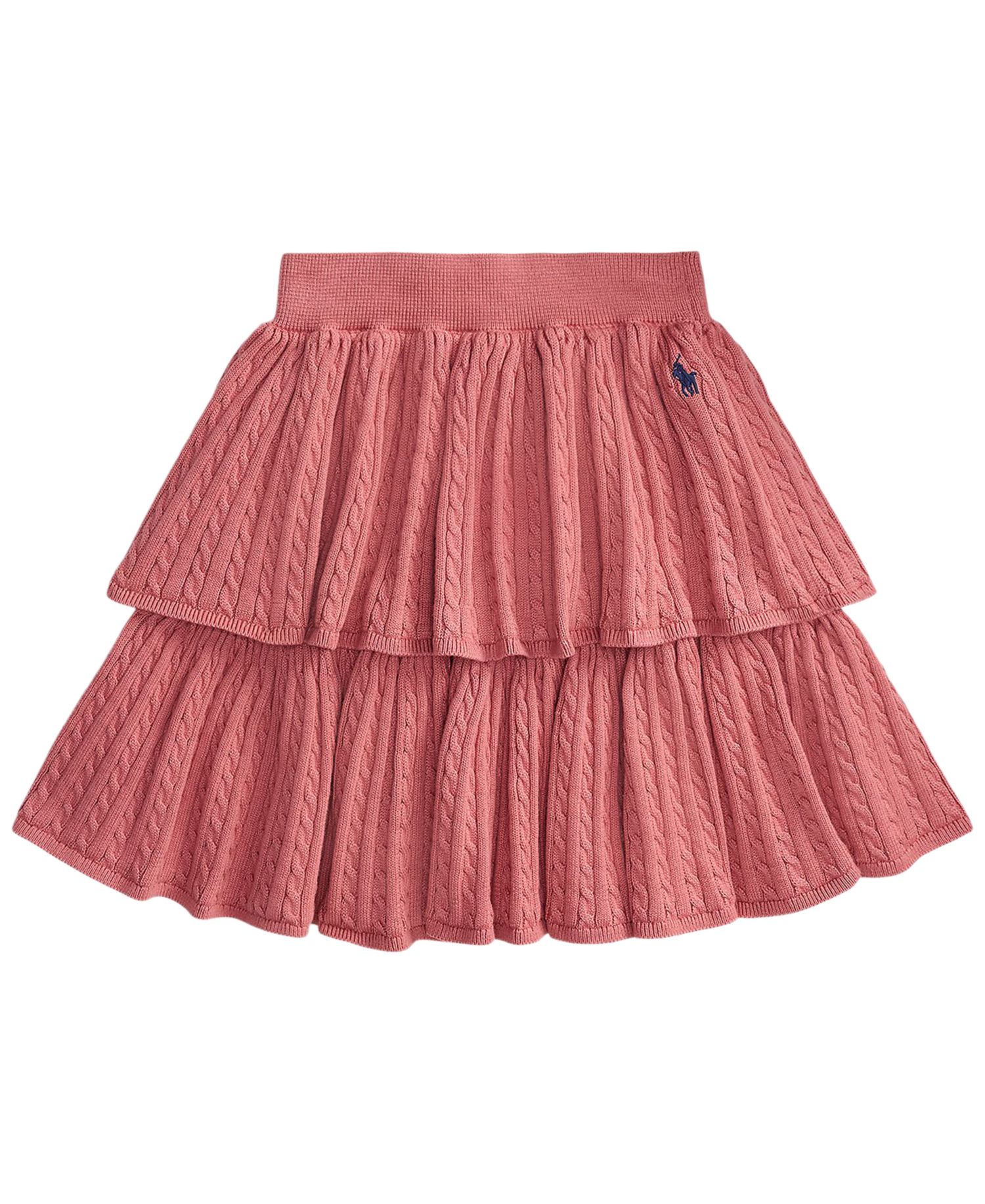 Girls' 7-16 Mini-Cable Tiered Cotton Skirt