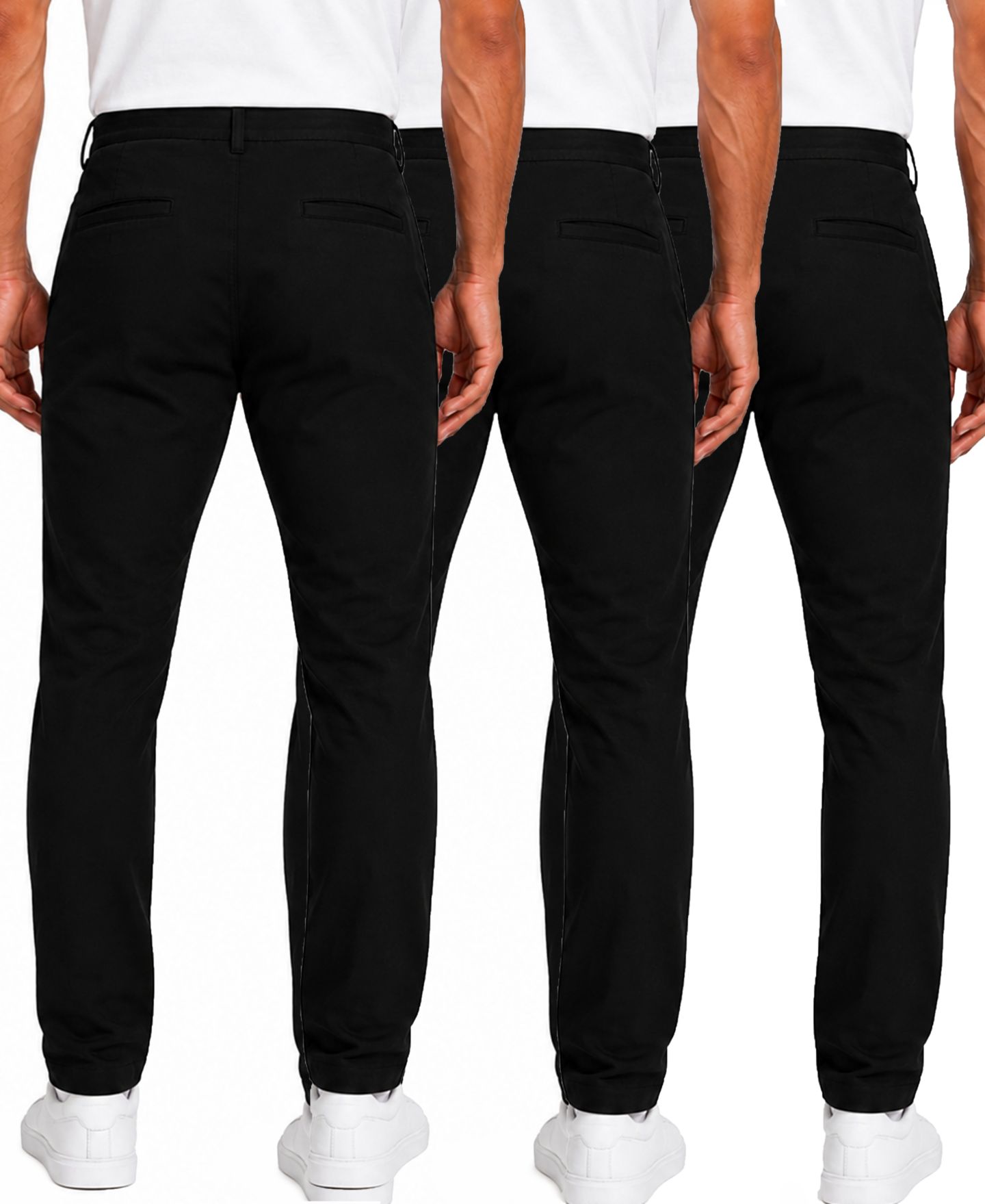 Мужские брюки Blu Rock Super Stretch Slim-Fit Chino Pants, 3-Pack, цвет: Чёрный — фото 3