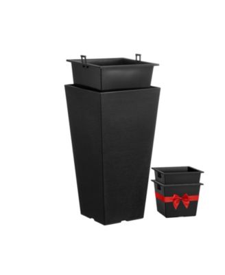 Tall Planter Set of 2 Square Tapered Planters for Outdoor Indoor
