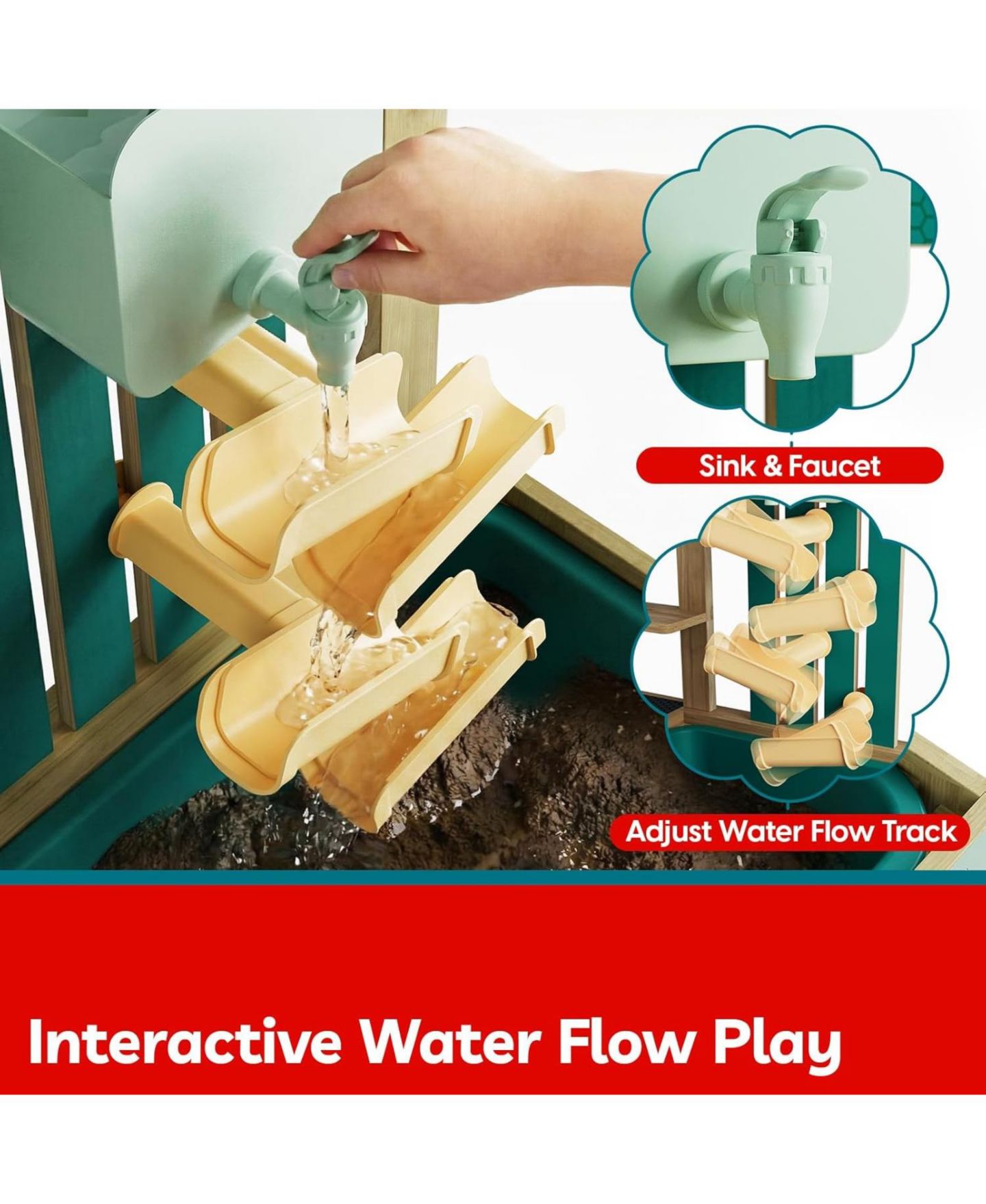 Детская игрушка TOP BRIGHT Mud Kitchen 4-In-1 Water Play Wooden Playhouse, Ages 3+ — фото 5