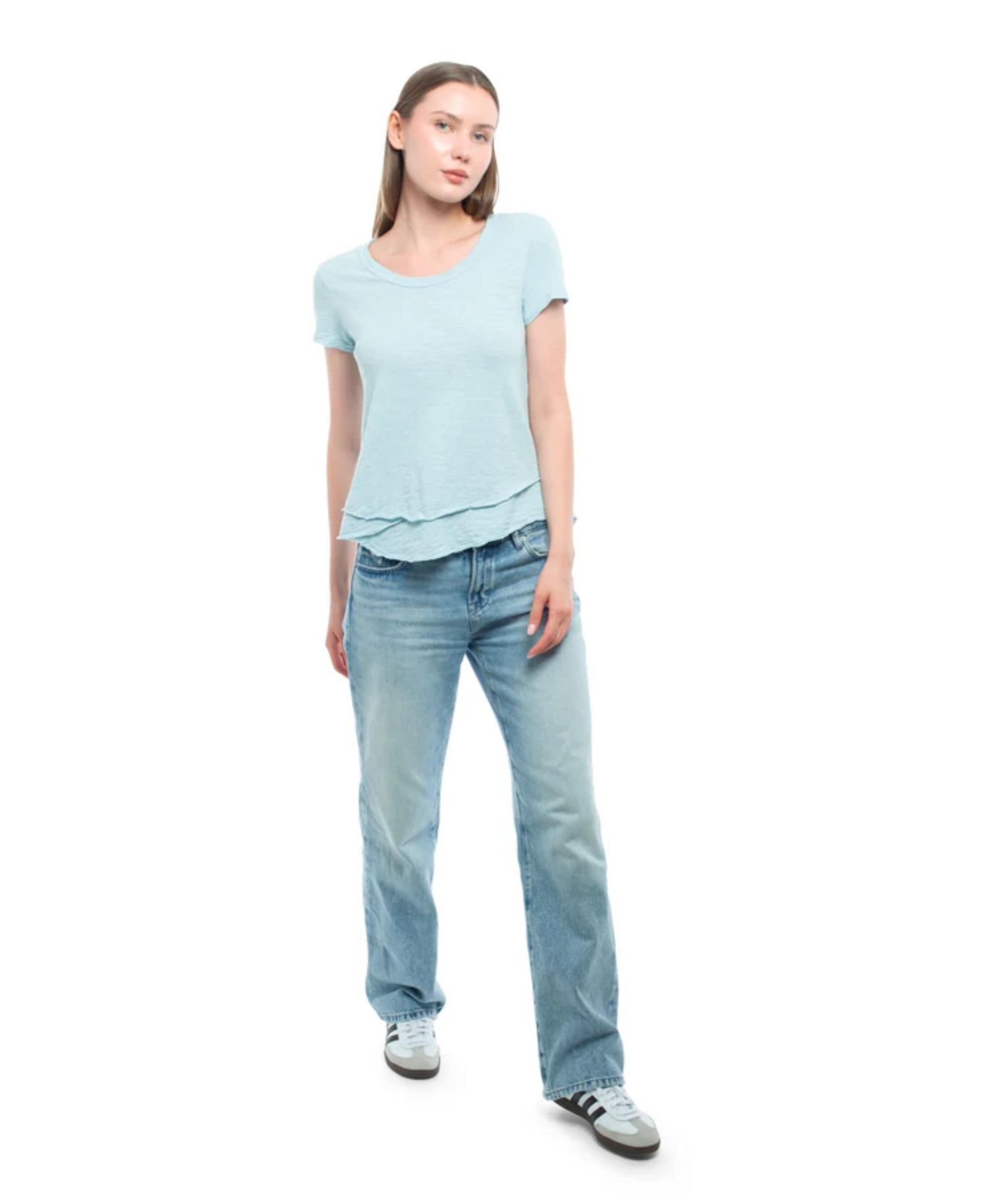 Women's Short Sleeve Mock Layer Tee