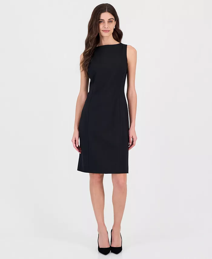 Women's Sleeveless Compression Boat Neck Sheath Dress