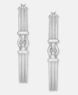 Medium Ribbed Hoop Earrings, 1.43" 