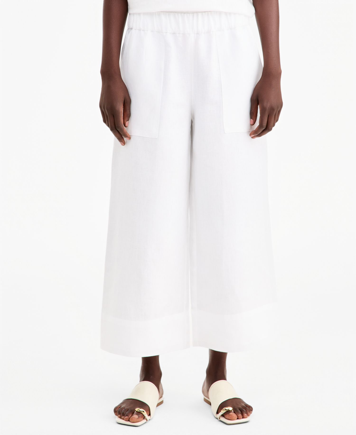 Women's High-Rise Wide-Leg Pull-On Linen Pants