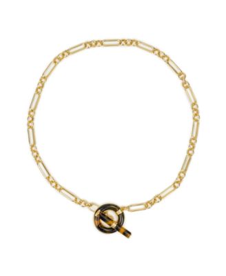 Pave Tortoise Resin Collection Toggle Necklace