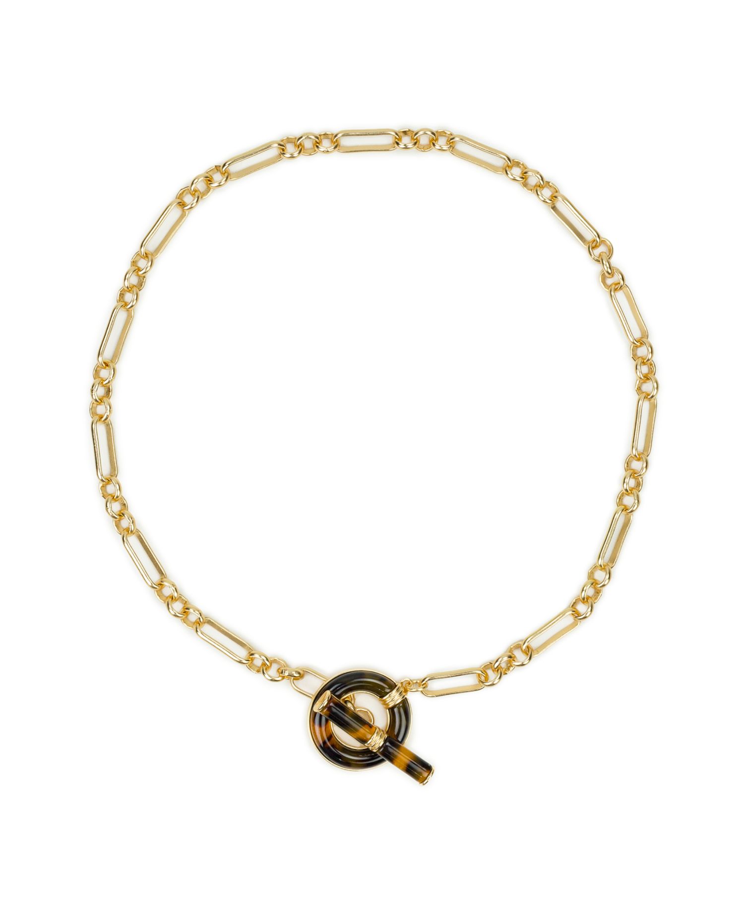 Pave Tortoise Resin Collection Toggle Necklace