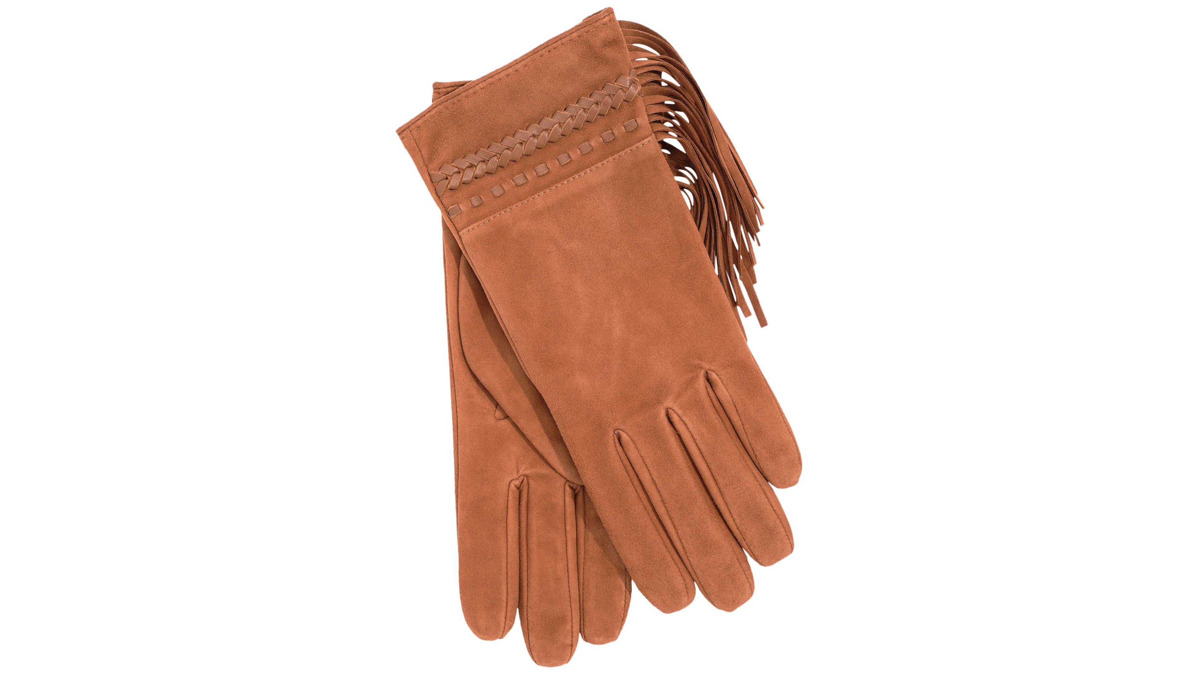 Lauren Ralph Laced Suede Fringe Gloves