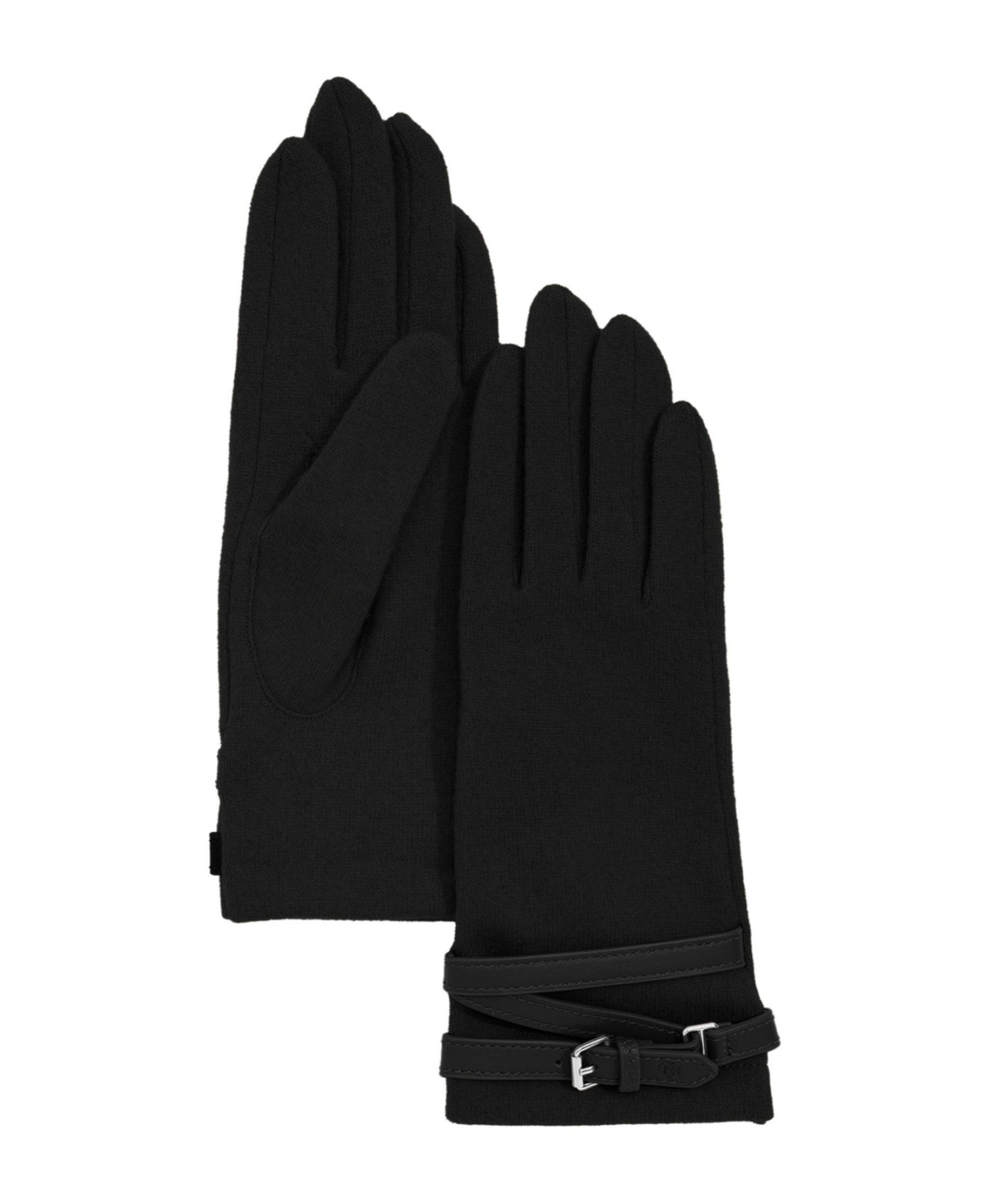 Leather Belted Cashmere Blend Touch Gloves
