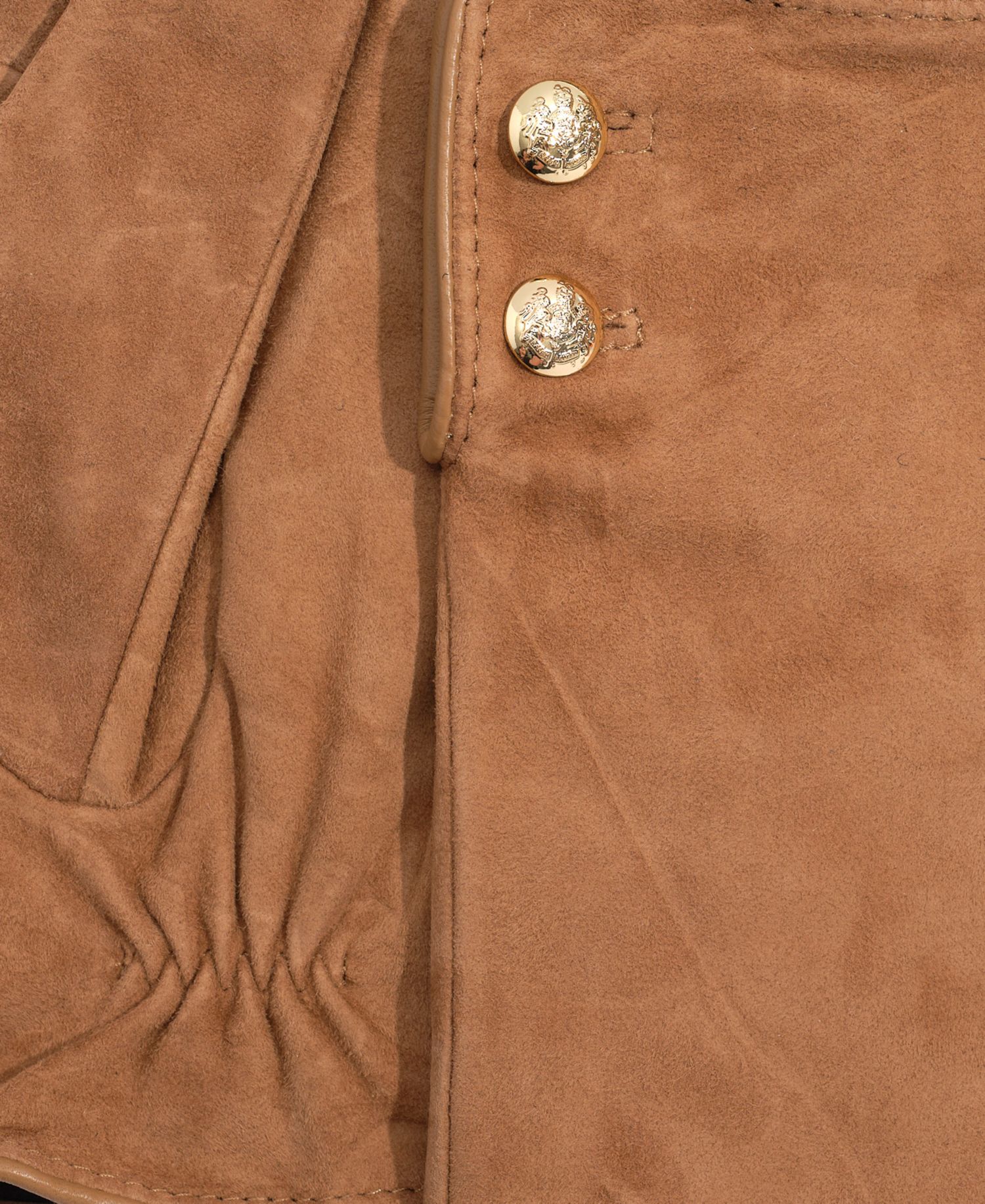 Suede Crest Button Gloves