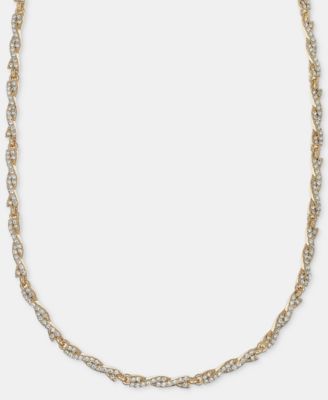 Pav&eacute; Twist Collar Necklace, 16" + 3" extender