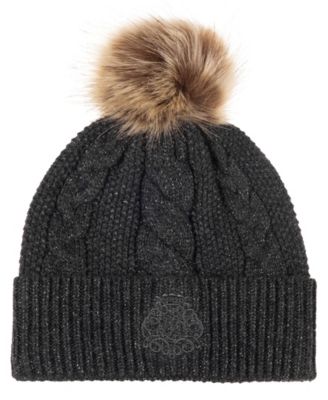 Metallic Direct Embroidery Cable Pom Beanie