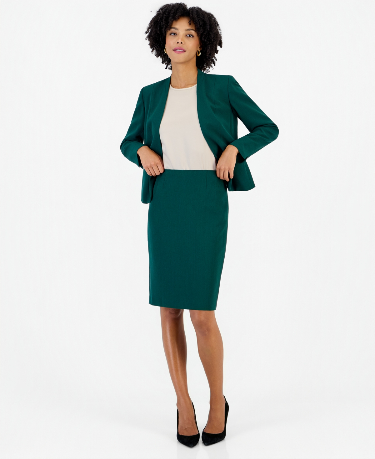 Kasper Women's Cb Zip Slim Pencil High-waisted Knee-length Skirt In Evergreen