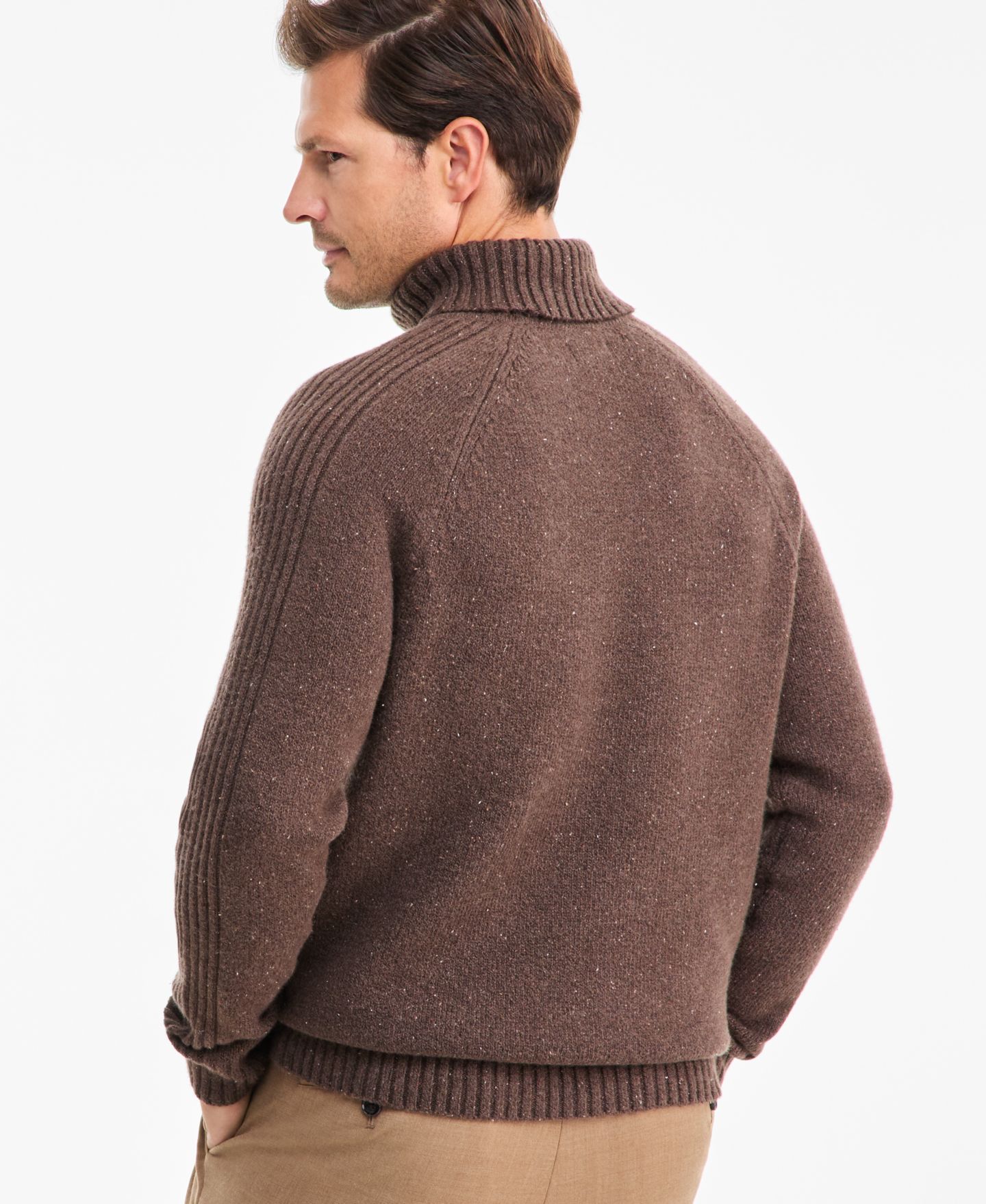 Мужской свитер Club Room Donegal Turtleneck, цвет: Коричневый — фото 4