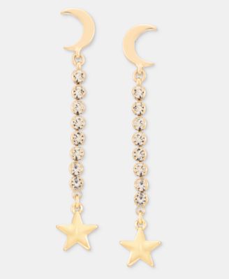 Crystal Star & Moon Linear Drop Earrings
