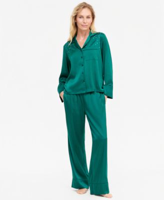 Women's Diamonte Satin Long Pajama Set