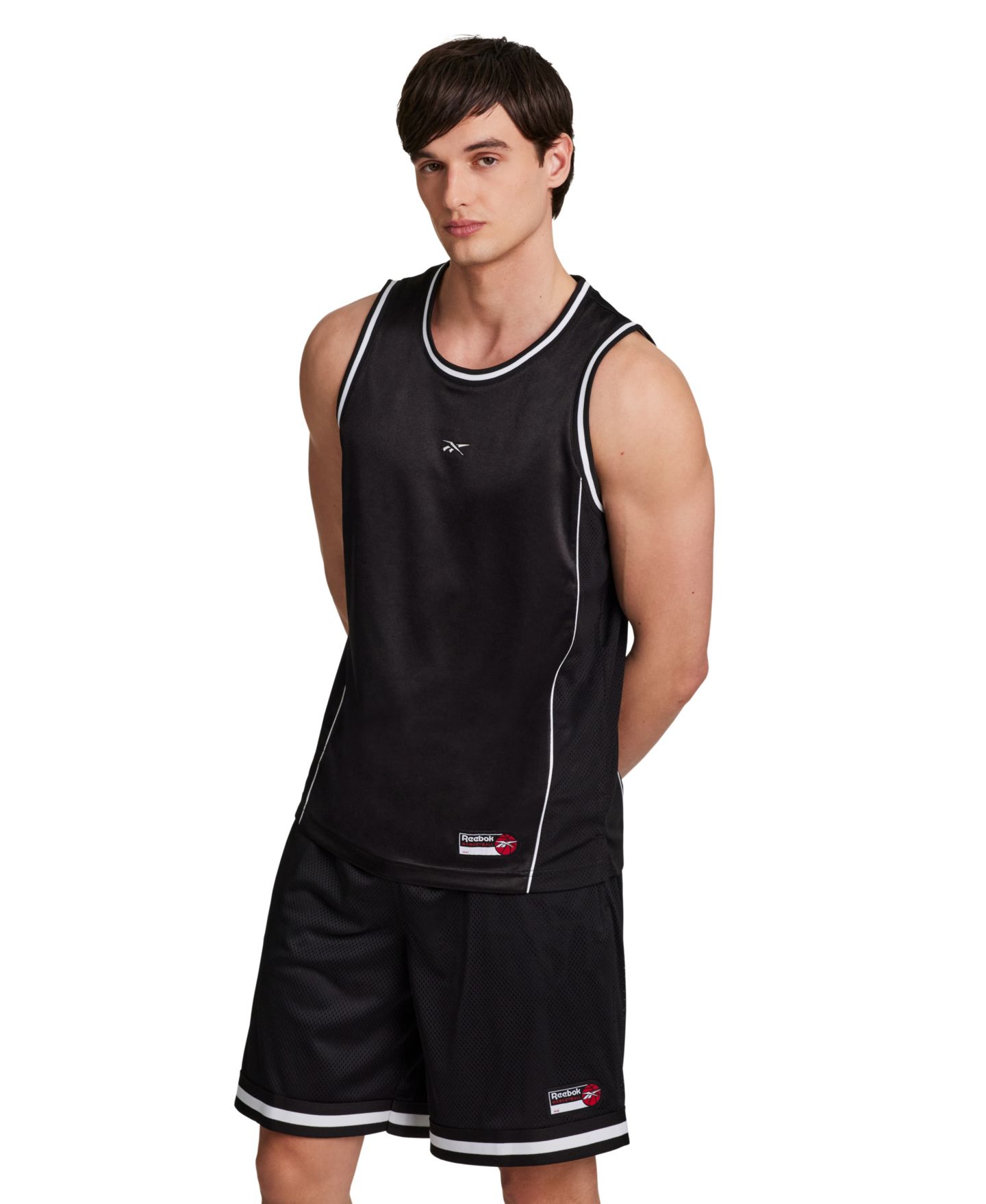 Мужские шорты Reebok Elastic Waistband Mesh Shorts, Inseam 9", цвет: Чёрный — фото 2