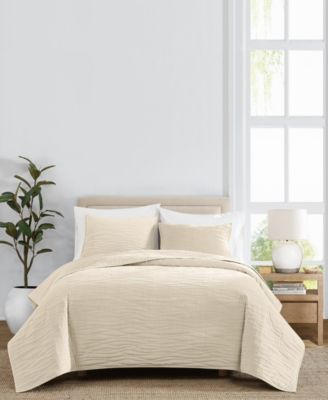 Wavy Cotton Matte Velvet 3-Piece Quilt Set, Full/Queen