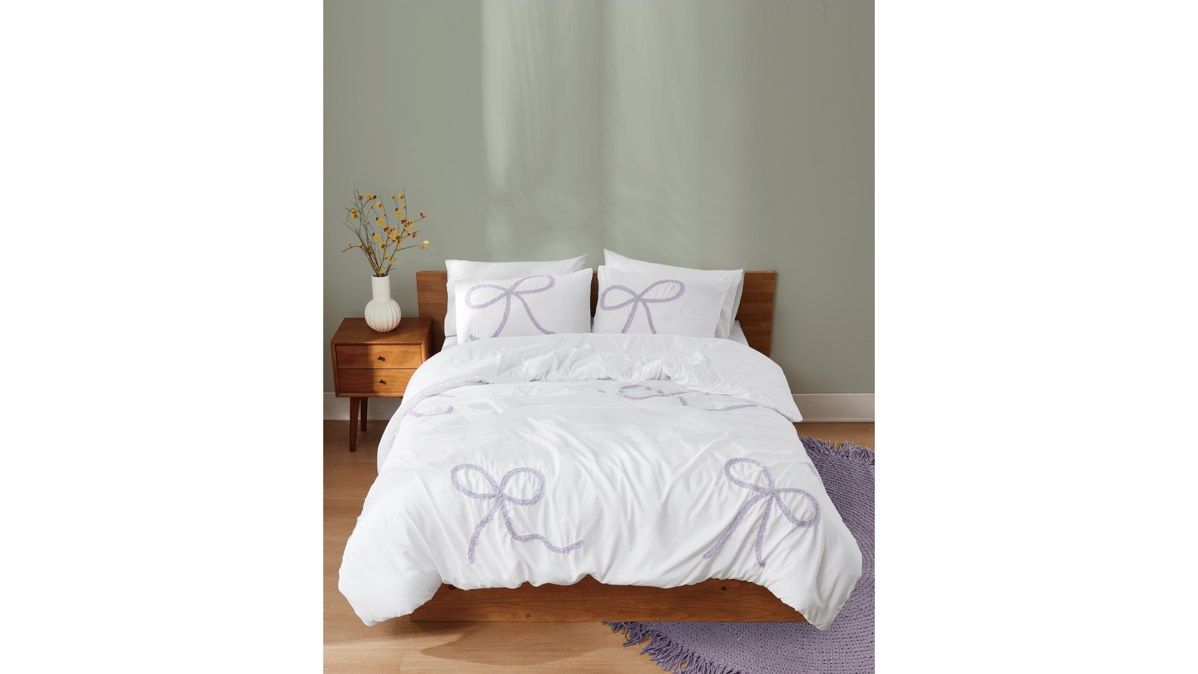 Truly Soft Textured Bow 3-Piece Comforter Set, Full/Queen