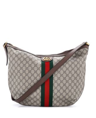Large Ophidia Half Moon Hobo GG Coated Canvas