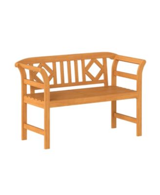Outdoor 2-Person Loveseat with Acacia Wood Frame and Armrests