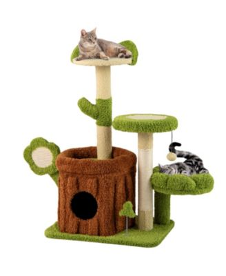 Cat Tree Tower with Perch Condo Platforms Petal Scratching Board for Indoors
