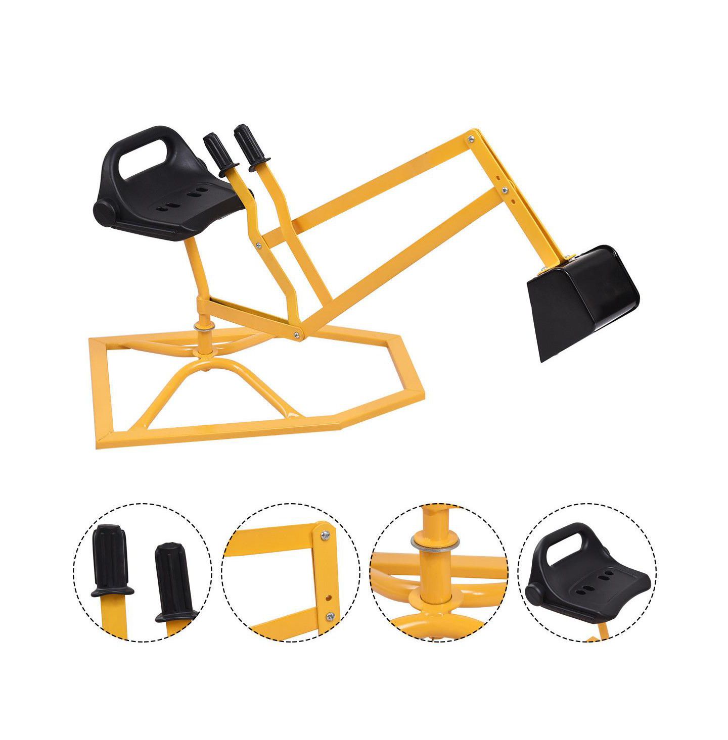 Детская игрушка Gymax Metal 360 Degree Rotatable Ride-On Sand Digger, 88 lb. Weight Capacity, 4–12 лет, цвет: Жёлтый — фото 3