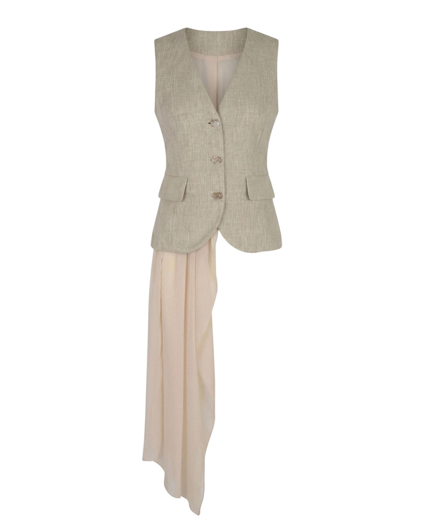 Женский жилет Modenaire Tailored Sleeveless V-Neck Button-Front, цвет: Бежевый — фото 6