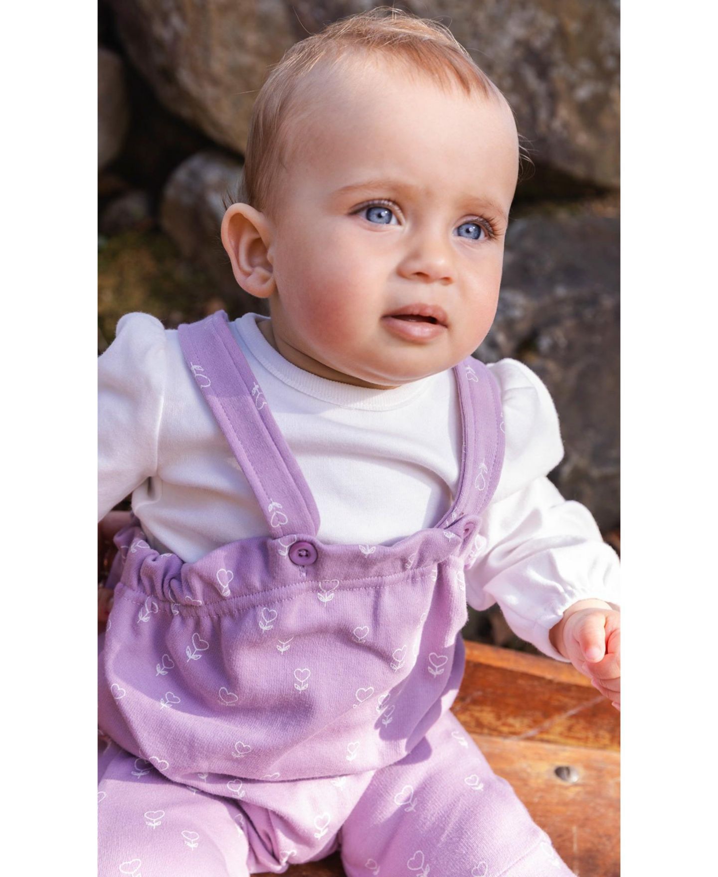 Комплекты Deux par Deux (3M to 24 M) Cotton Onesie and Overall Set Floral Print для девочек-малышей, цвет: Фиолетовый с принтом — фото 2