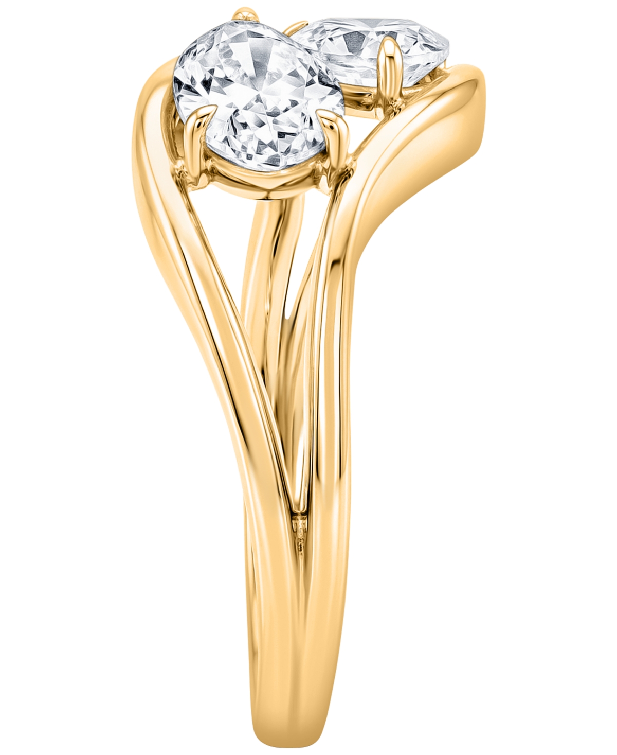 Macy's Lab-Grown Diamond 2-Stone Pear Shape Ring (2 ct. t.w.) in 14k Yellow Gold