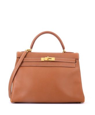 Kelly 32 Handbag Brown Courchevel with Gold Hardware
