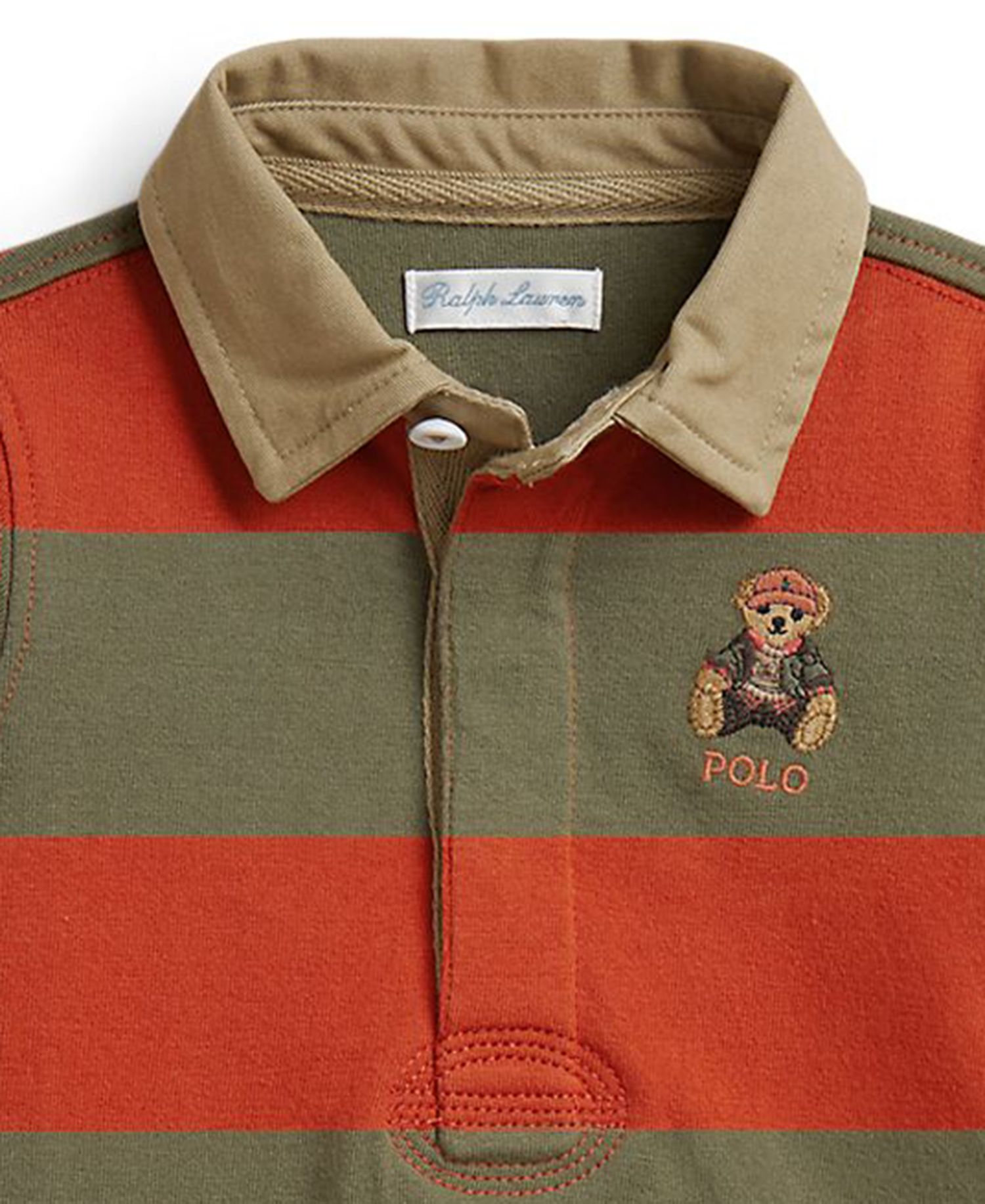 Baby Boys' Polo Bear Cotton Rugby Coverall