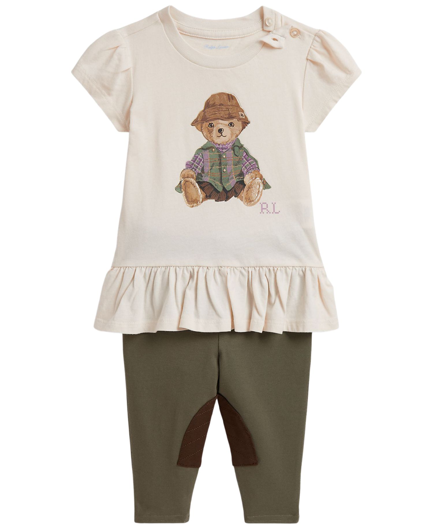 Baby Girls' Polo Bear Jersey Peplum T-Shirt and Leggings, 2-Piece Set