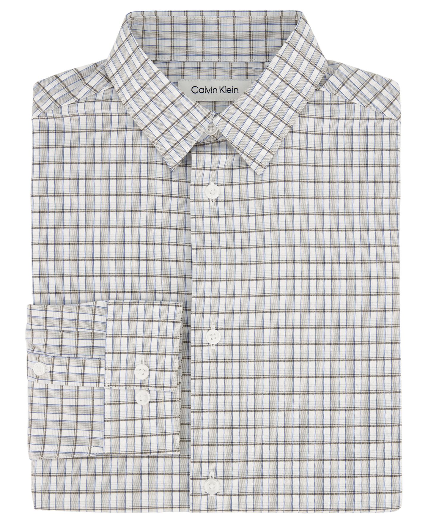 Рубашка Calvin Klein Plaid Long-Sleeve Button-Front Shirt для мальчиков, цвет: Средний синий — фото 4