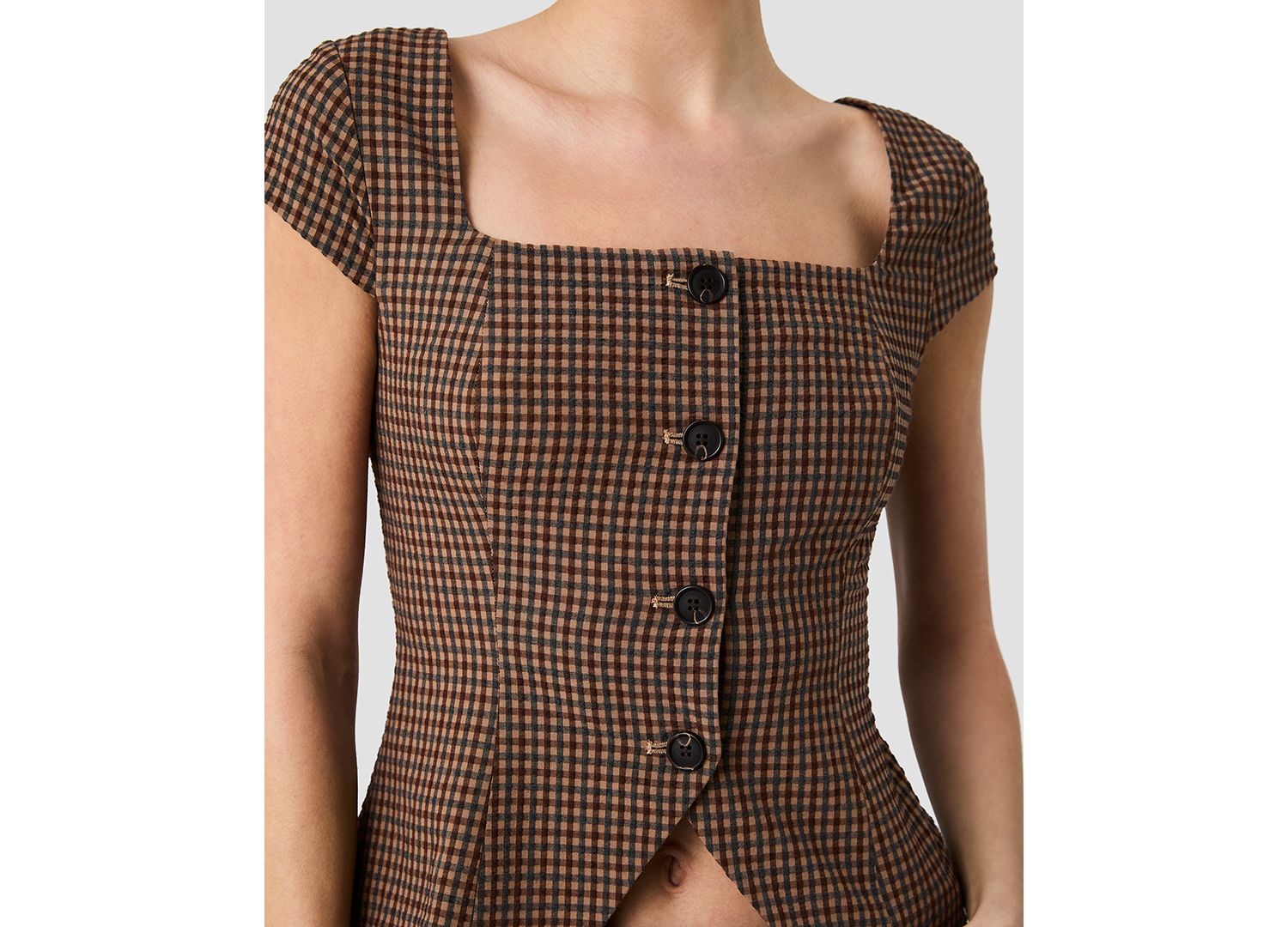 Women's Diana Square Neck Gingham Print Top