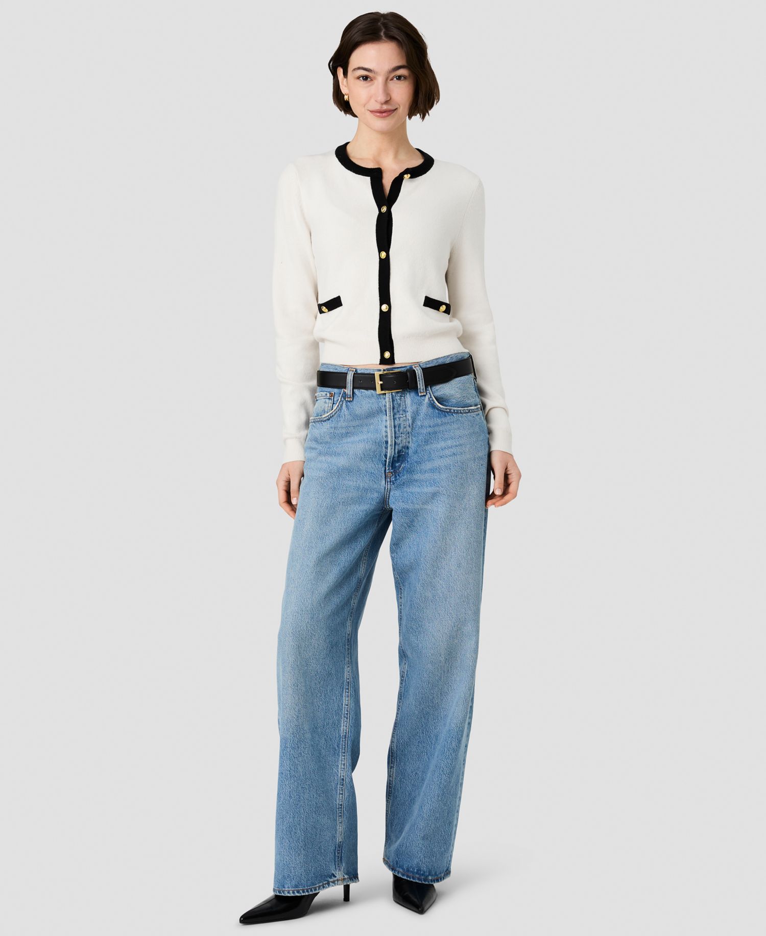 Women's Button-Front Fitted Cardigan