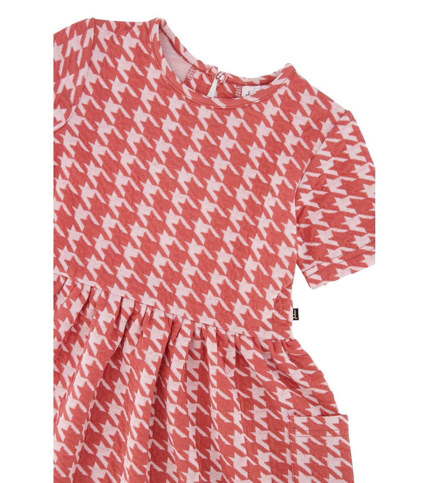 Big Girls Short Sleeve Dress with Pockets Houndstooth