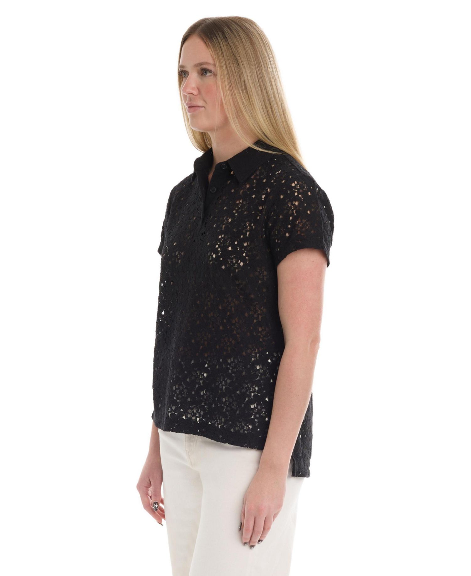 Women's Short Sleeve Lace Polo Tee Women's WILT Short Sleeve Polo Tee