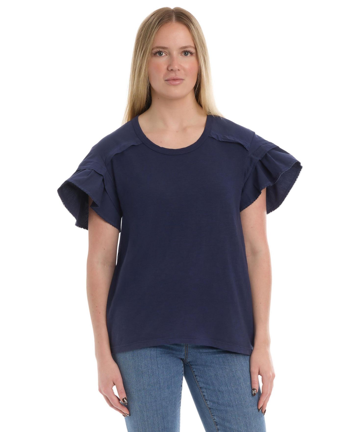 Женская футболка WILT Ruffle Short Sleeve, цвет: Naval Academy — фото 1