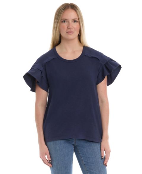 Женская футболка WILT Ruffle Short Sleeve, цвет: Naval Academy