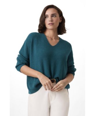 Women's Ribbed V-Neck Jumper