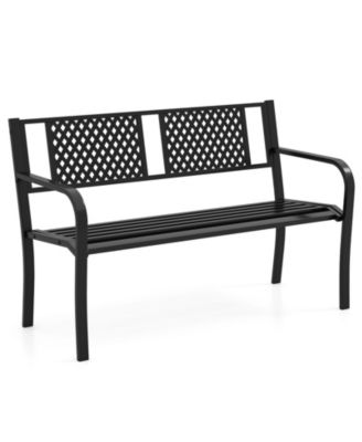 Outdoor Loveseat Bench with Metal Frame for Patio, Porch or Garden